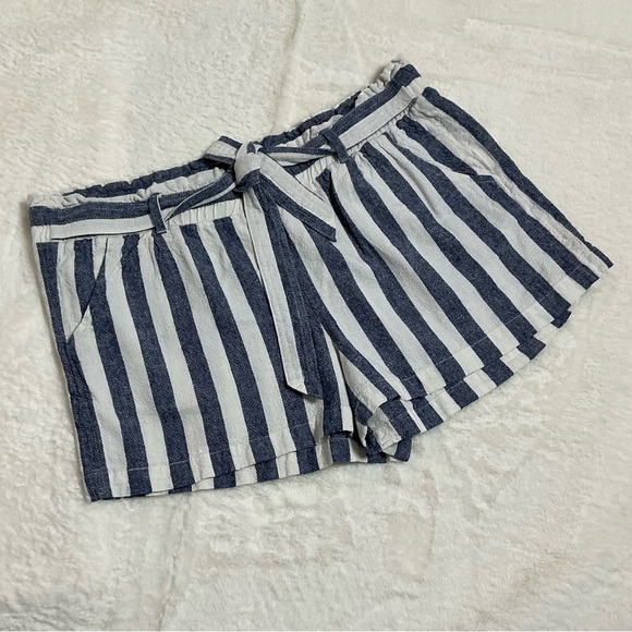 Jolt High Waist Blue and White Striped Shorts - Picture 1 of 7